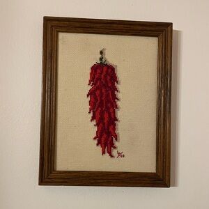 Chili Peppers 🌶️ Handmade Needlepoint in 9x7 frame